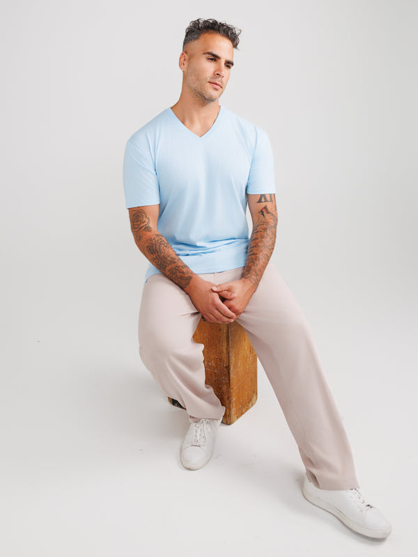 Maglietta Azzurro Chiaro Scollo a V