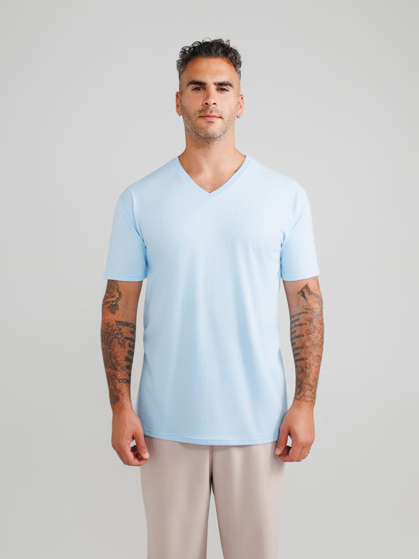 Maglietta Azzurro Chiaro Scollo a V