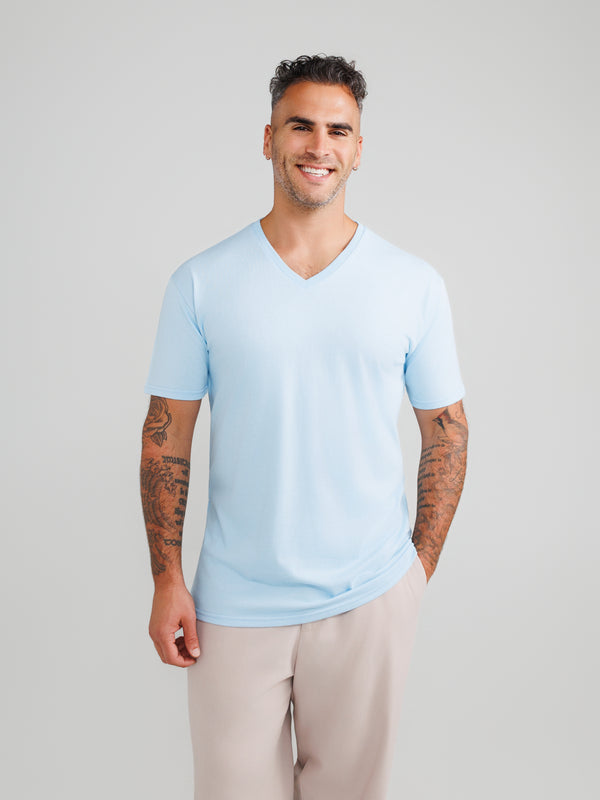 Maglietta Azzurro Chiaro Scollo a V