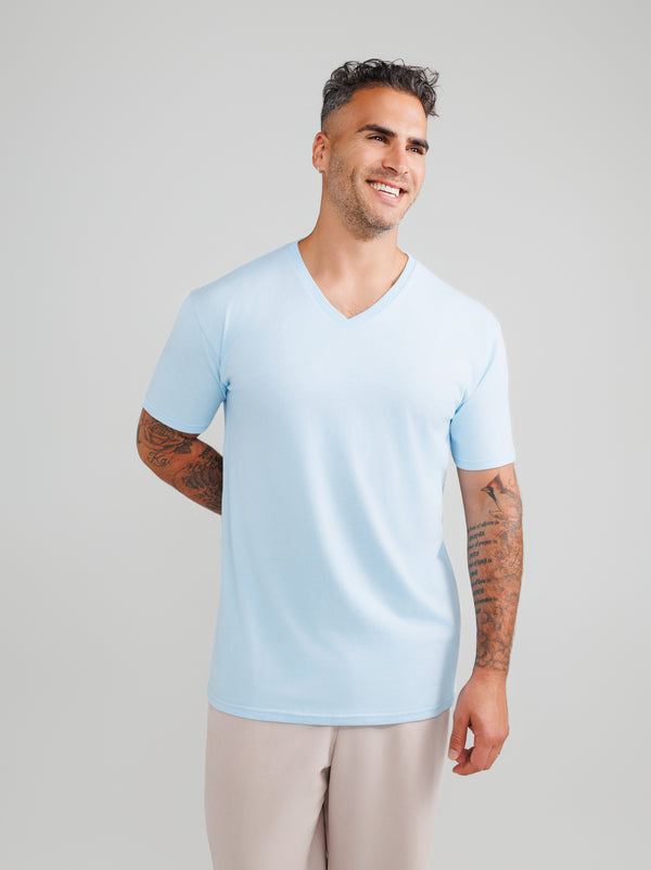 Maglietta Azzurro Chiaro Scollo a V