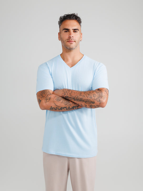 Maglietta Azzurro Chiaro Scollo a V