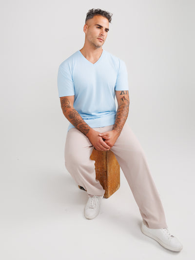 Maglietta Azzurro Chiaro Scollo a V