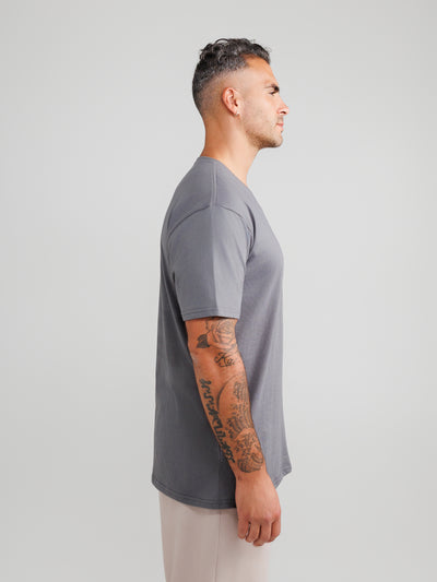 Magliette Grigio Scuro Scollo a V