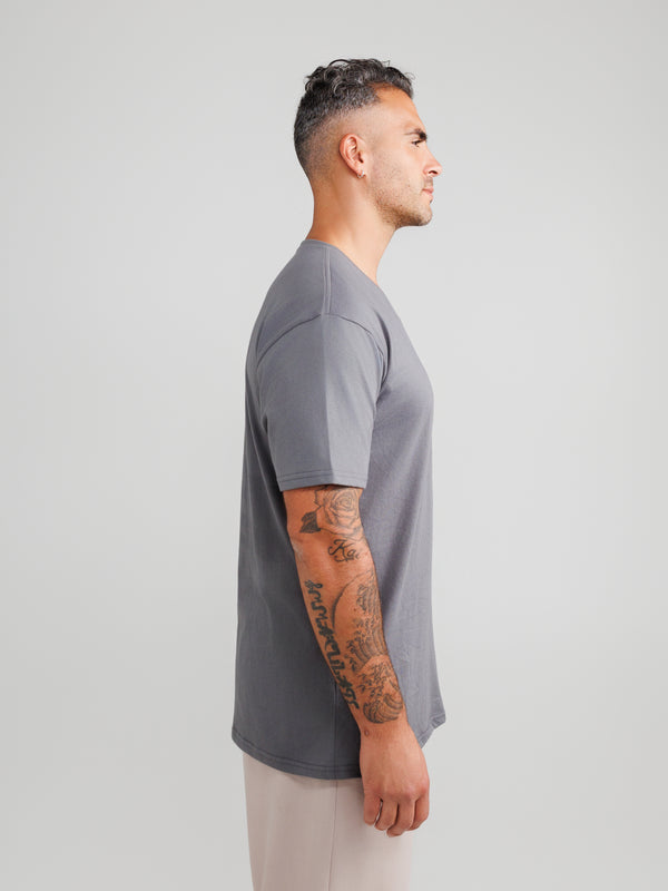 Magliette Grigio Scuro Scollo a V